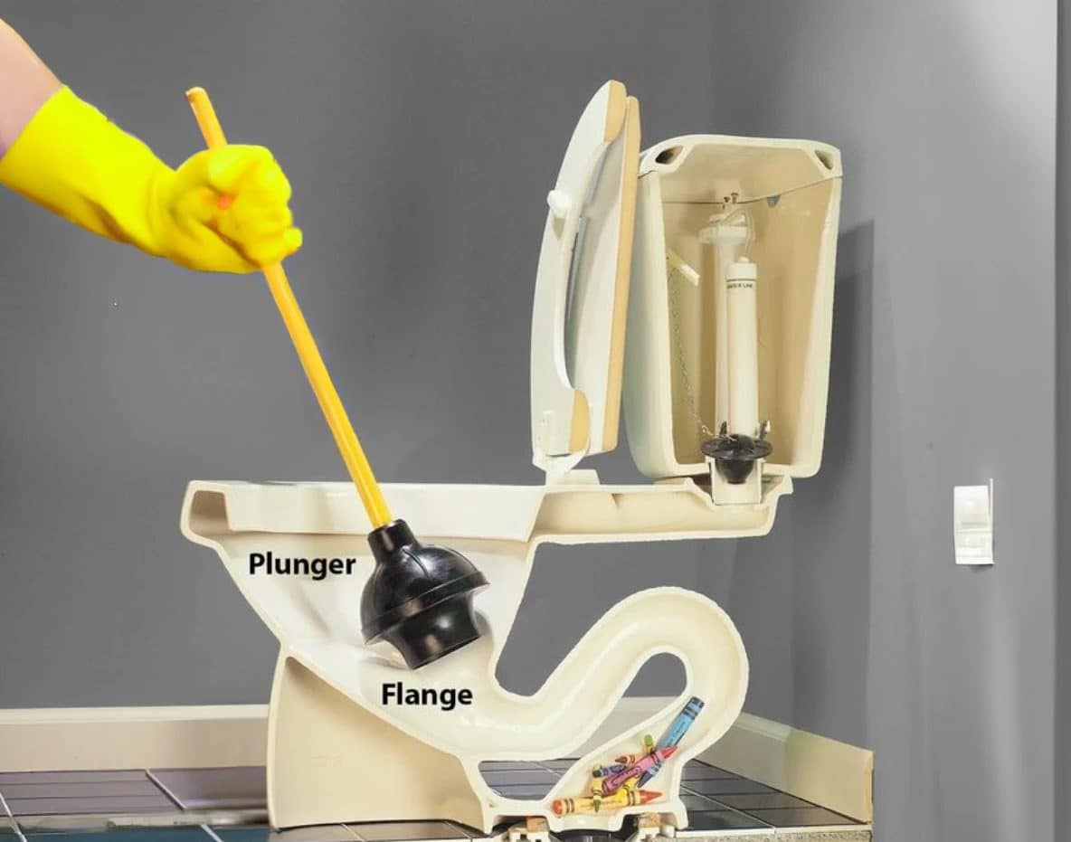 cleaning toilet with plunger